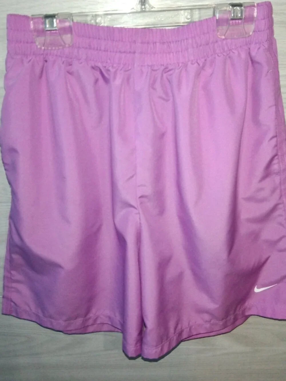 Nike Shorts Unisex Kids Size XL Magenta Purple Elastic Waist, Drawstring Defect